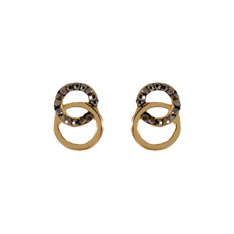 HEMATITE CRYSTAL MINI CIRCLE HOOPS - GOLD 