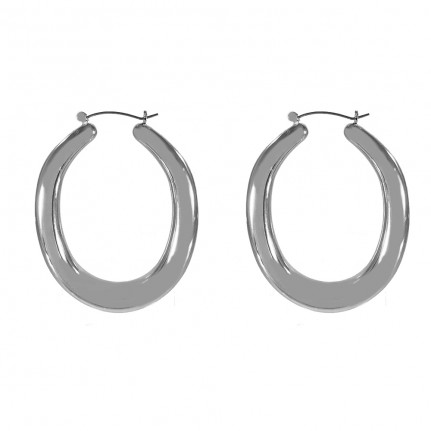 ROUNDED LARGE OVAL HOOPS - SILVER