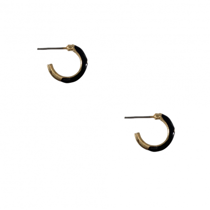 MINI ENAMEL HOOPS - BLACK