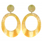 ACRYLIC TIE DYE HOOP EARRINGS - YELLOW