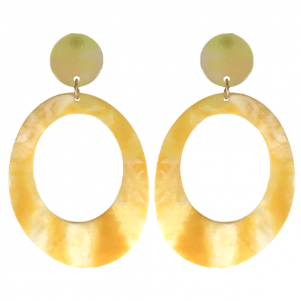 ACRYLIC TIE DYE HOOP EARRINGS - YELLOW