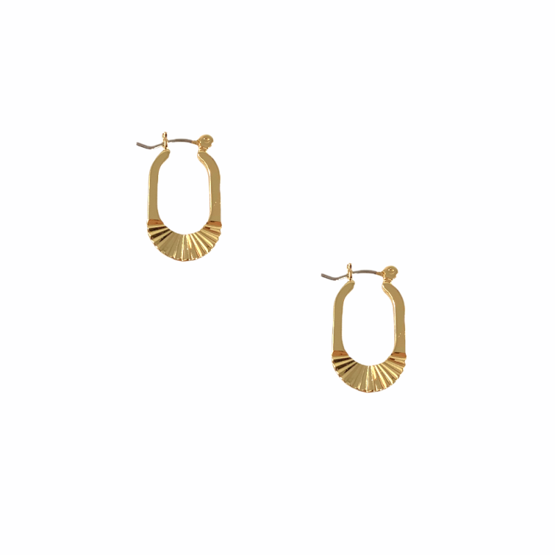 TEXTURED MINI OVAL HOOPS -  GOLD