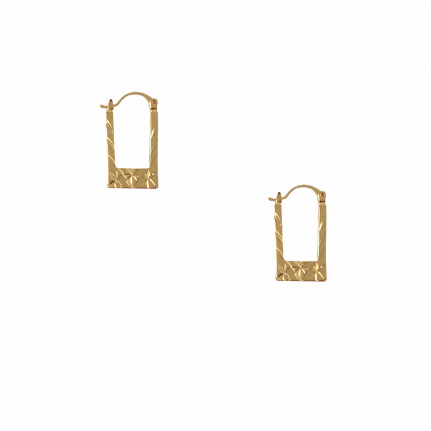 TEXTURED MINI RECTANGLE HOOPS -  GOLD