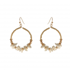 PEARL HALF BEADED HOOP EARRINGS - GOLD