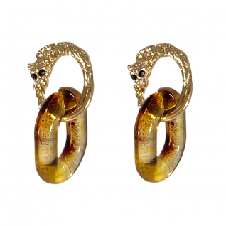 ACRYLIC & METAL LEOPARD MINI HOOPS - TORTOISE SHELL