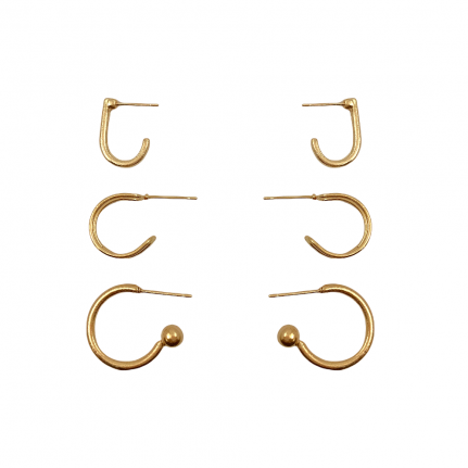 SMALL GEOMETRIC HOOPS SET - GOLD
