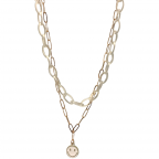 SMILEY FACE ACRYLIC LAYERED NECKLACE - GOLD & CLEAR 
