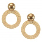 RAFFIA HOOP EARRINGS - BEIGE