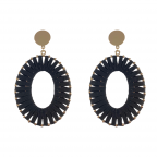 WRAPPED SUEDE OVAL HOOPS - BLACK