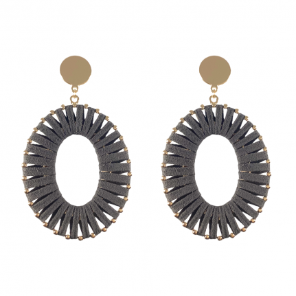 WRAPPED SUEDE OVAL HOOPS - GREY 