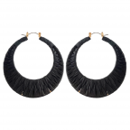  RAFFIA WRAPPED HOOPS - BLACK