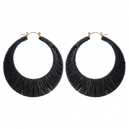  RAFFIA WRAPPED HOOPS - BLACK