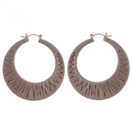  RAFFIA WRAPPED HOOPS - LIGHT GREY