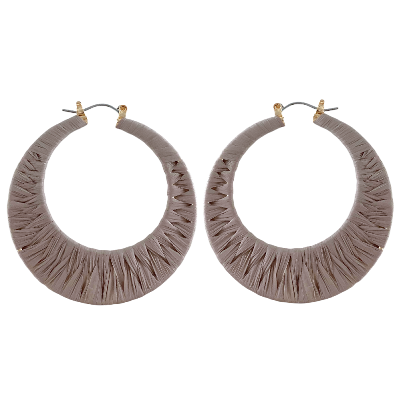  RAFFIA WRAPPED HOOPS - LIGHT GREY