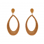 TEAR DROP RAFFIA WRAPPED HOOPS - DARK BEIGE