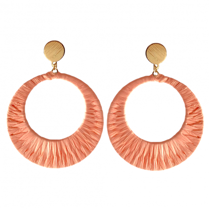 RAFFIA WRAPPED CIRCLE HOOPS - PINK