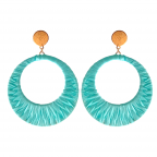  RAFFIA WRAPPED CIRCLE HOOPS - LIGHT TURQUOISE