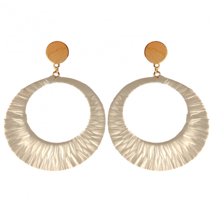 RAFFIA WRAPPED CIRCLE HOOPS - WHITE