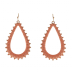 THREAD WRAPPED TEAR DROP THIN HOOPS & GOLD BALL DETAIL - PEACH