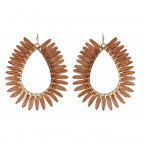 TEAR DROP RAFFIA HOOP EARRINGS - DARK BEIGE
