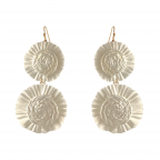 RAFFIA WRAPPED 2 TIER FLOWER DROP EARRINGS - WHITE