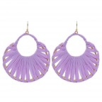 OVAL RAFFIA THREAD DROP EARRINGS - LAVENDER