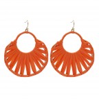 OVAL RAFFIA THREAD DROP EARRINGS - ORANGE
