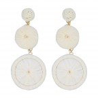 RAFFIA WRAPPED DROP DANGLE EARRINGS - IVORY
