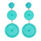 RAFFIA WRAPPED DROP DANGLE EARRINGS - TURQUOISE