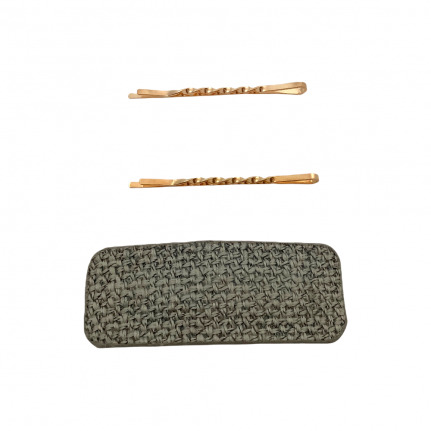 WOVEN HAIR CLIP & TWIST PINS - GREY 