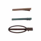 RETRO ENAMEL HAIR CLIPS - BROWN