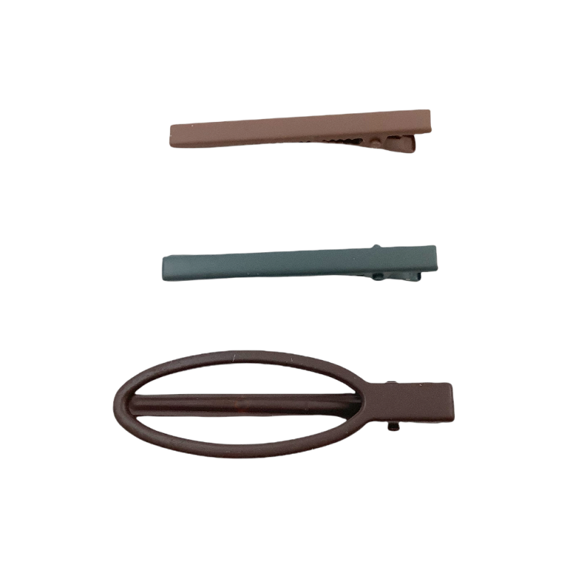 RETRO ENAMEL HAIR CLIPS - BROWN