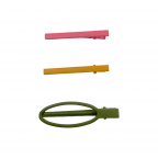RETRO ENAMEL HAIR CLIPS - GREEN & MUSTARD & PINK 