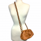 LEATHER LINK CLUTCH/CROSSBODY - CARAMEL