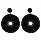 BEADED STATEMENT EARRINGS - BLACK