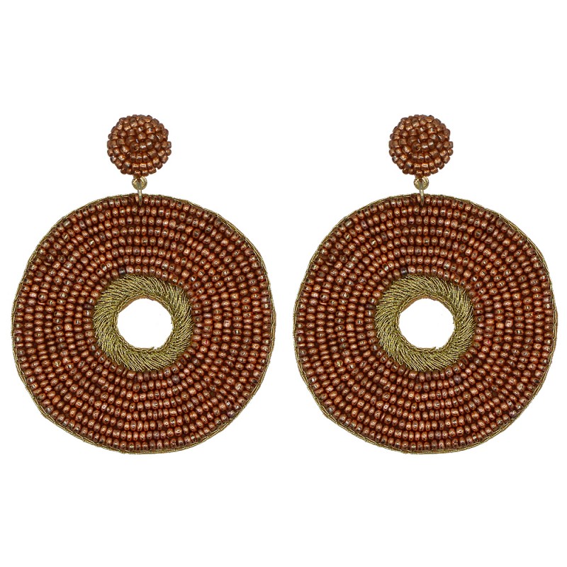BEADED STATEMENT EARRINGS - COPPER