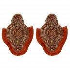 BOHO BEADED TASSEL STATEMENT EARRINGS - COPPER