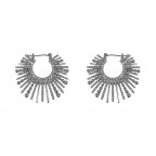 CRYSTAL HOOP EARRINGS - SILVER PAVE STARBURST