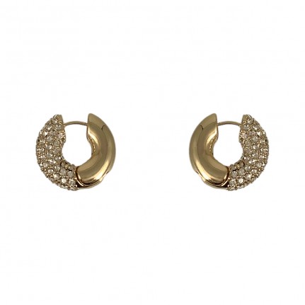CRYSTAL HOOP EARRINGS - GOLD PAVE