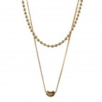 LAYERED LINK PENDANT NECKLACE - BEAN PENDANT 