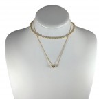 LAYERED LINK PENDANT NECKLACE - BEAN PENDANT 