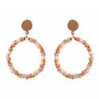 CRYSTAL BEADED HOOP EARRINGS  - PEACH