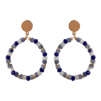 CRYSTAL BEADED HOOP EARRINGS  - BLUE