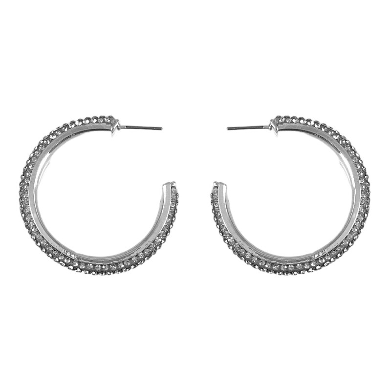 PAVE HOOP EARRINGS - CRYSTAL AND SILVER