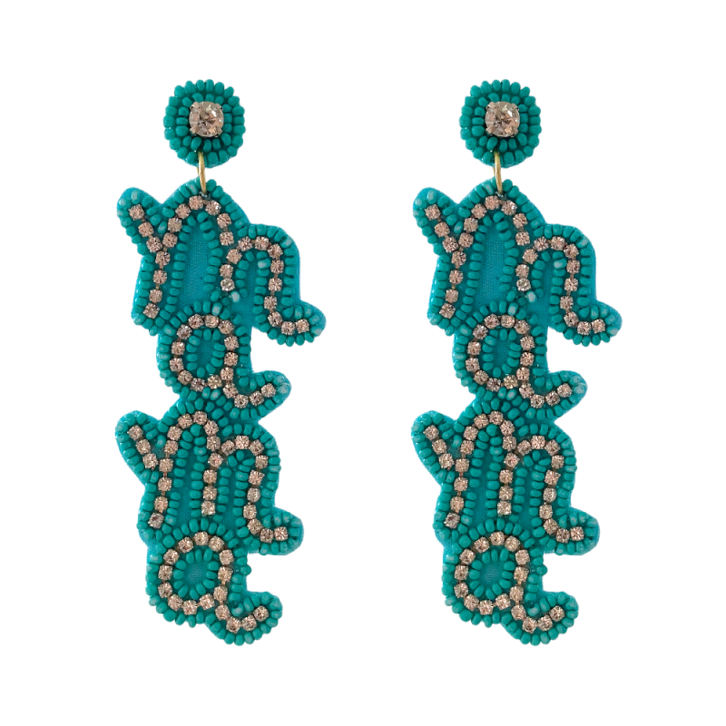 STATEMENT BEADED DROP "MAMA" EARRINGS - TURQUOISE