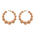 SEED BEAD HOOP EARRINGS - LIGHT PINK