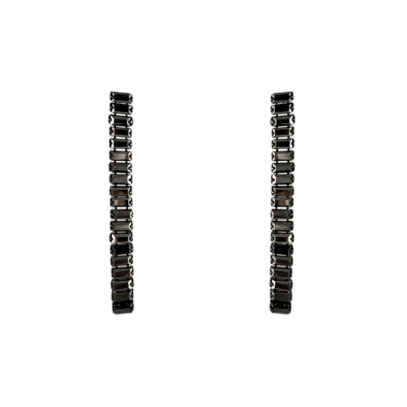 CRYSTAL DROP EARRINGS - HEMATITE