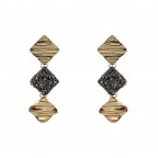 CRYSTAL HEMATITE DROP EARRINGS - WAVED SQAURES