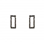 CRYSTAL HEMATITE HOOP EARRINGS - RECTANGLE
