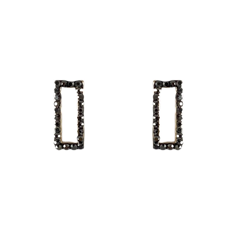 CRYSTAL HEMATITE HOOP EARRINGS - RECTANGLE